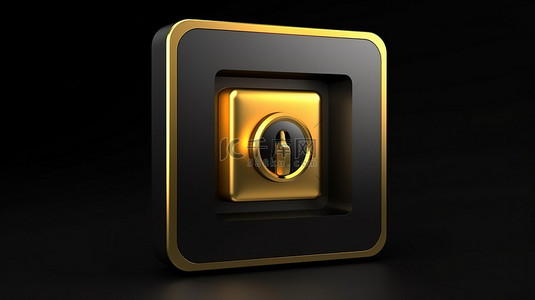 俱乐部成立背景图片_带有方形钥匙按钮和 ui ux 界面元素的安全黄金保险箱的 3D 渲染图标