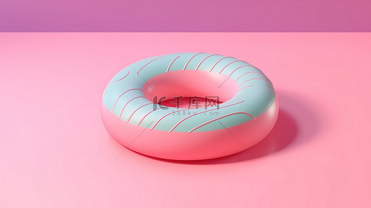 粉红色海报背景图片_粉红色背景上充气游泳圈的最小 3D 渲染，非常适合暑假概念和元素