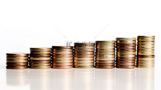 3d 渲染概念堆叠美元硬币隔离在白色背景代表增长