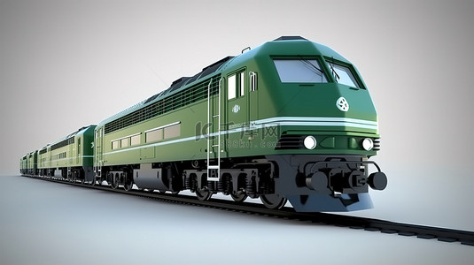 绿色电脑背景背景图片_强大而坚固的现代柴油机车，采用绿色设计，非常适合牵引重型和冗长的铁路运输 3d 渲染