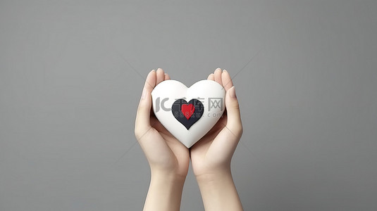 爱的手背景图片_3d 插图孤立的象征韩国的爱的手势