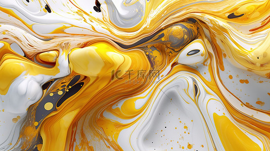 金色和白色图形液体大理石令人惊叹的现代艺术 3D 数字壁纸