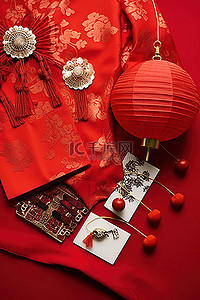 传统日历背景图片_红色的衣服和装饰品以及日历
