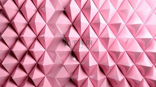 粉紫色纹理背景图片_抽象粉红色三角形分层背景的几何 3D 渲染