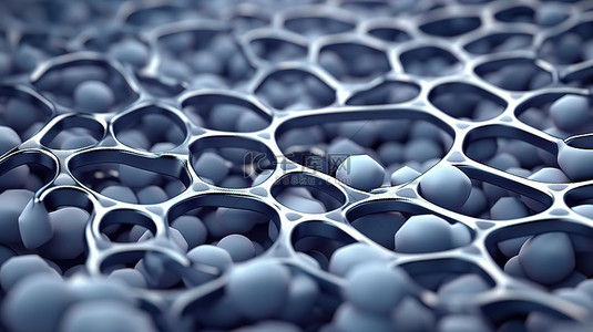 光滑的灰色细胞是生物学和医学的科学探索与 3D 分子研究插图