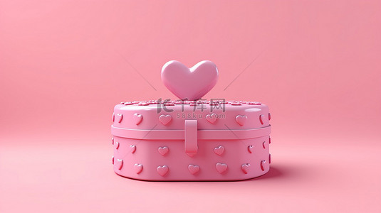 情人主题背景图片_粉红色背景上带有心形图案的礼品盒的爱情主题 3D 渲染