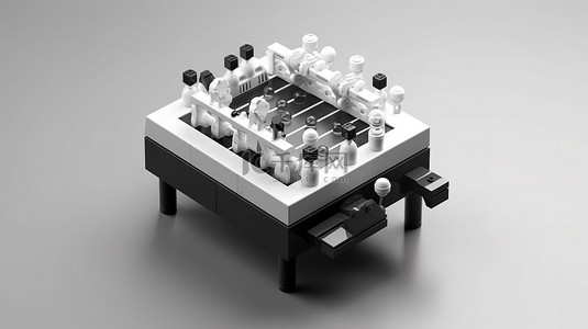 等距足球桌街机游戏柜的单色 3D 图标