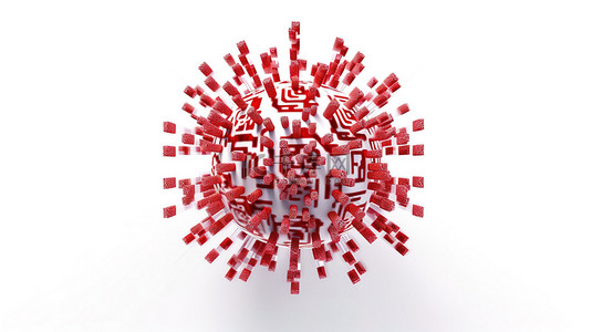 病毒病毒背景图片_白色背景下未接受的 QR 码未通过阴性病毒测试 3D 渲染
