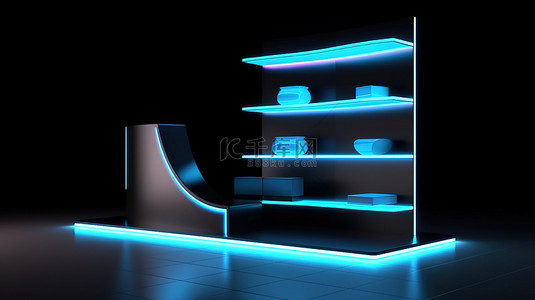3d店铺模型背景图片_用于贸易展览的液晶展示架和杂志架的独立 3D 渲染