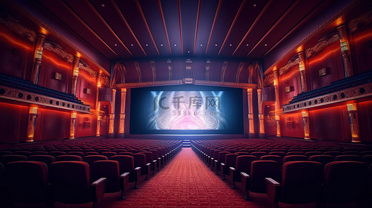 视频背景图片_3D 描绘中的空电影院