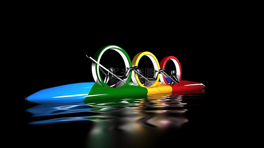 短跑背景图片_独木舟短跑奥林匹克水上运动的 3d 符号