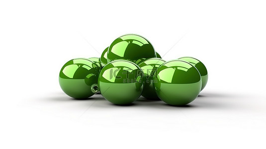 绿色锁扣背景图片_带有孤立绿色球体的白色背景的 3d 渲染