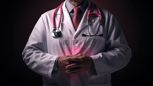 癌症医疗背景图片_医生通过生动的 3D 丝带提高乳腺癌意识