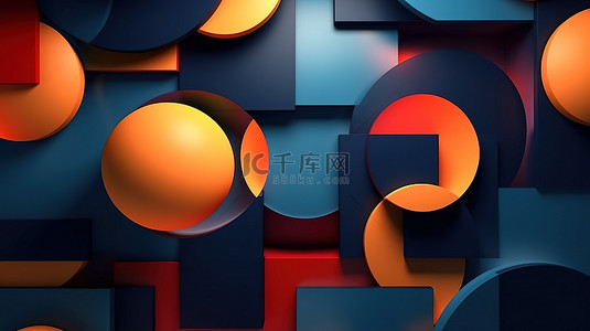3D 渲染几何抽象设计时尚海报背景