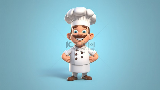 厨师卡通帽子背景图片_3d 卡通厨师戴着白帽子