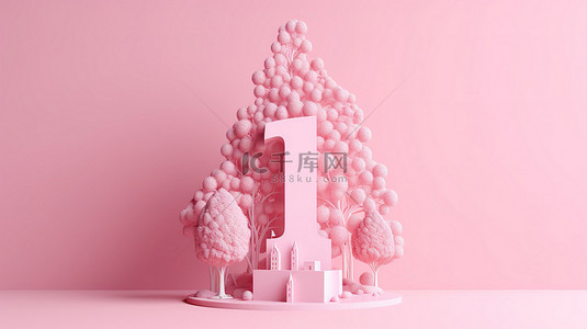 50周年纪念日背景图片_纪念 125 周年庆典的粉红色背景的 3d 渲染