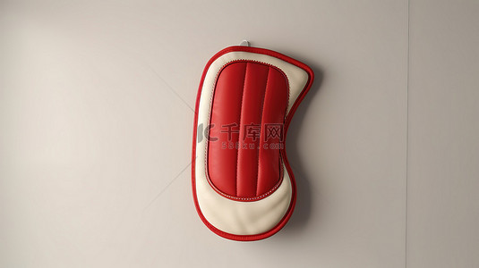 半空中悬挂红色边框的孤立烤箱手套的 3D 渲染