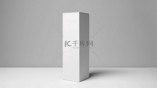 ui展板模板背景图片_白色背景与垂直纸或纸板箱模板的 3D 渲染
