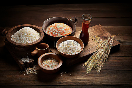 扣肉糯米饭背景图片_木桌上的其他类型的米饭
