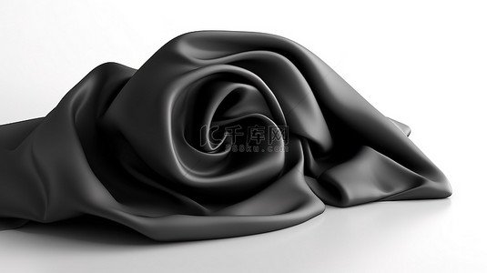 在白色背景和复制空间上隔离的具有黑色星期五设计的布料的 3D 渲染