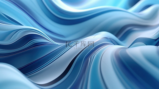 蓝灰色抽象液体背景的宏伟 3D 渲染