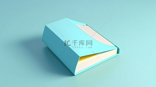 3d 在孤立的白色和蓝色背景上呈现简约的书籍图标符号