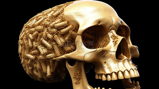 人年龄背景图片_死亡率体现了 3D 渲染的头骨字体拼写“年龄”