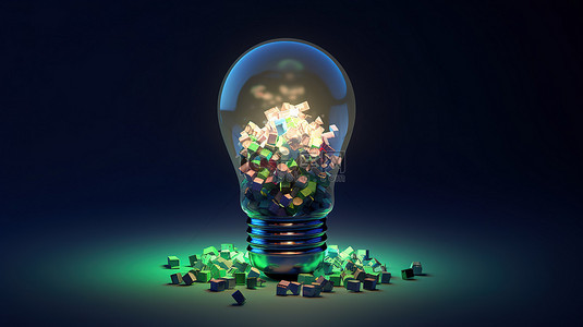 回收灯泡的想法渲染的 3D 概念