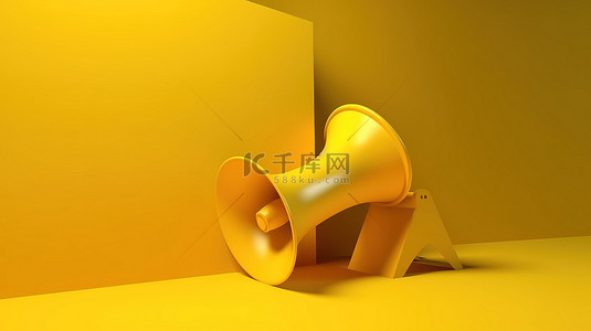 黄色音乐背景背景图片_带有 3d 渲染扩音器的黄色营销背景