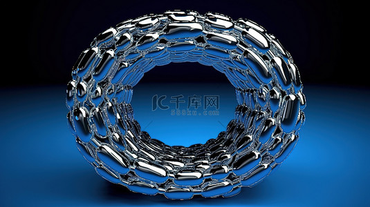 圆形抽象 chainlink 加密设计的动态 3D 插图
