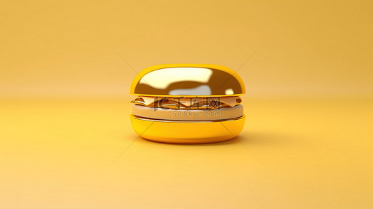 美食包子背景图片_带有金色触感的简化 3D 汉堡