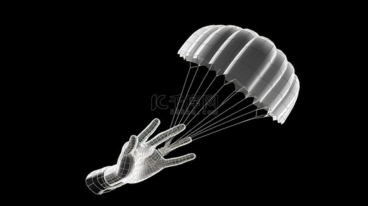 降落伞背景图片_手形光标和降落伞的数字创建
