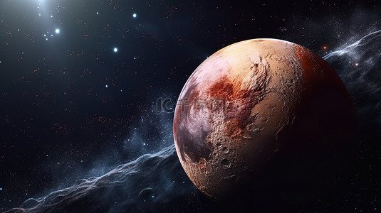 冥王星在外层空间的 3d 插图
