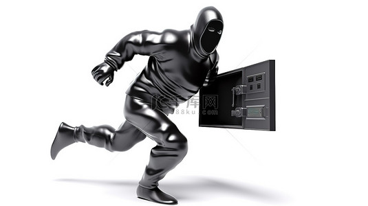 冲刺的背景图片_小偷在 3D 冲刺中通过白色背景上的反入店行窃扫描仪