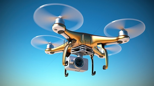 中控背景图片_拍摄四轴飞行器在蓝天中翱翔的照片的 3D 渲染