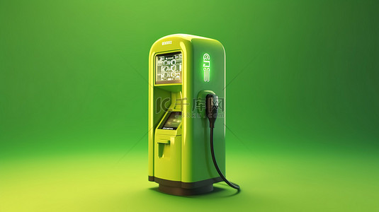绿色新能源车背景图片_新能源技术概念电动汽车电池充电站的 3d 插图