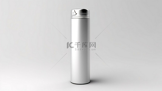 茶包装背景图片_带银环模型的紧凑型圆柱形锡罐包装的 3D 渲染
