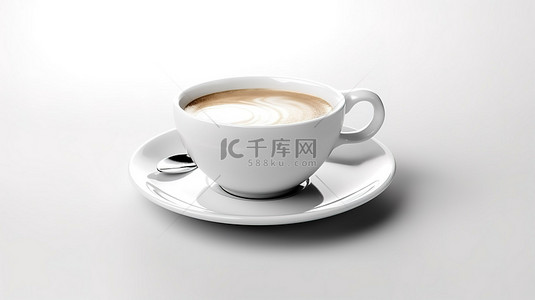 3d 在白色背景上渲染大咖啡杯