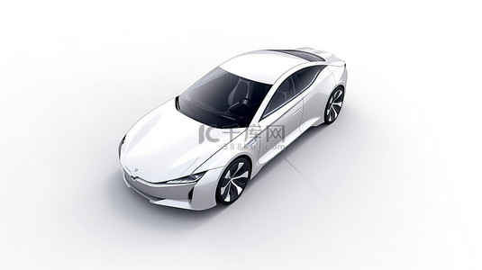 充汽模型背景图片_采用环保技术的混合动力运动轿跑车中白色插头的 3D 渲染