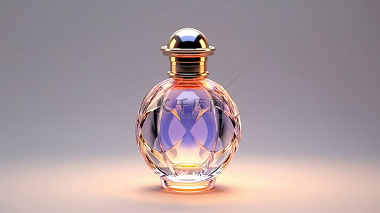 玻璃瓶瓶子样机背景图片_从正面看香水瓶的 3d 渲染