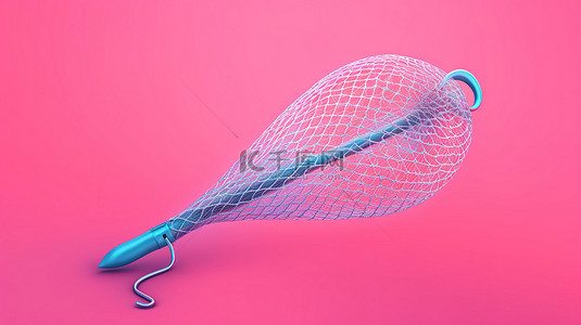 使用 3D 图形创建的蓝色背景双色调粉色渔网