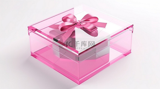礼物盒图标背景图片_白色背景上闪闪发光的玻璃中明亮逼真的 3D 礼品盒图标