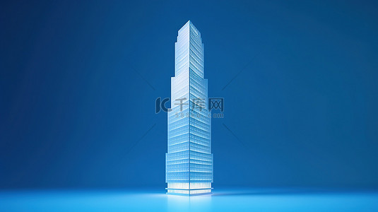 未来中心背景图片_尖端高层未来派建筑奇观独立矗立在 3D 渲染的蓝色背景下
