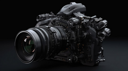 3d机器人视频背景图片_机器人相机 配备相机的黑色 3d 渲染手