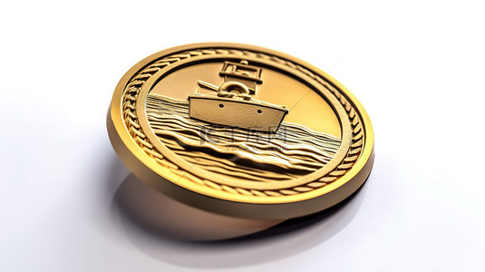 船图标背景图片_船图标 3d 奖牌硬币