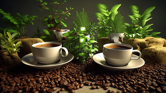 绿色饮品背景图片_咖啡饮品白色的杯子