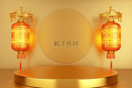 k镂空背景图片_新年金色展台3d立体背景
