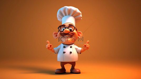 专业厨房背景图片_俏皮的 3d 厨师角色