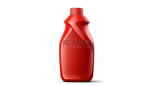 白色背景上充满活力的 3D 插图独立红色洗涤剂瓶