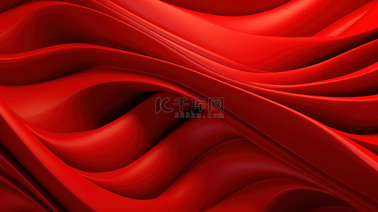 猩红色纹理波浪充满活力的抽象背景与 3D 技术细节